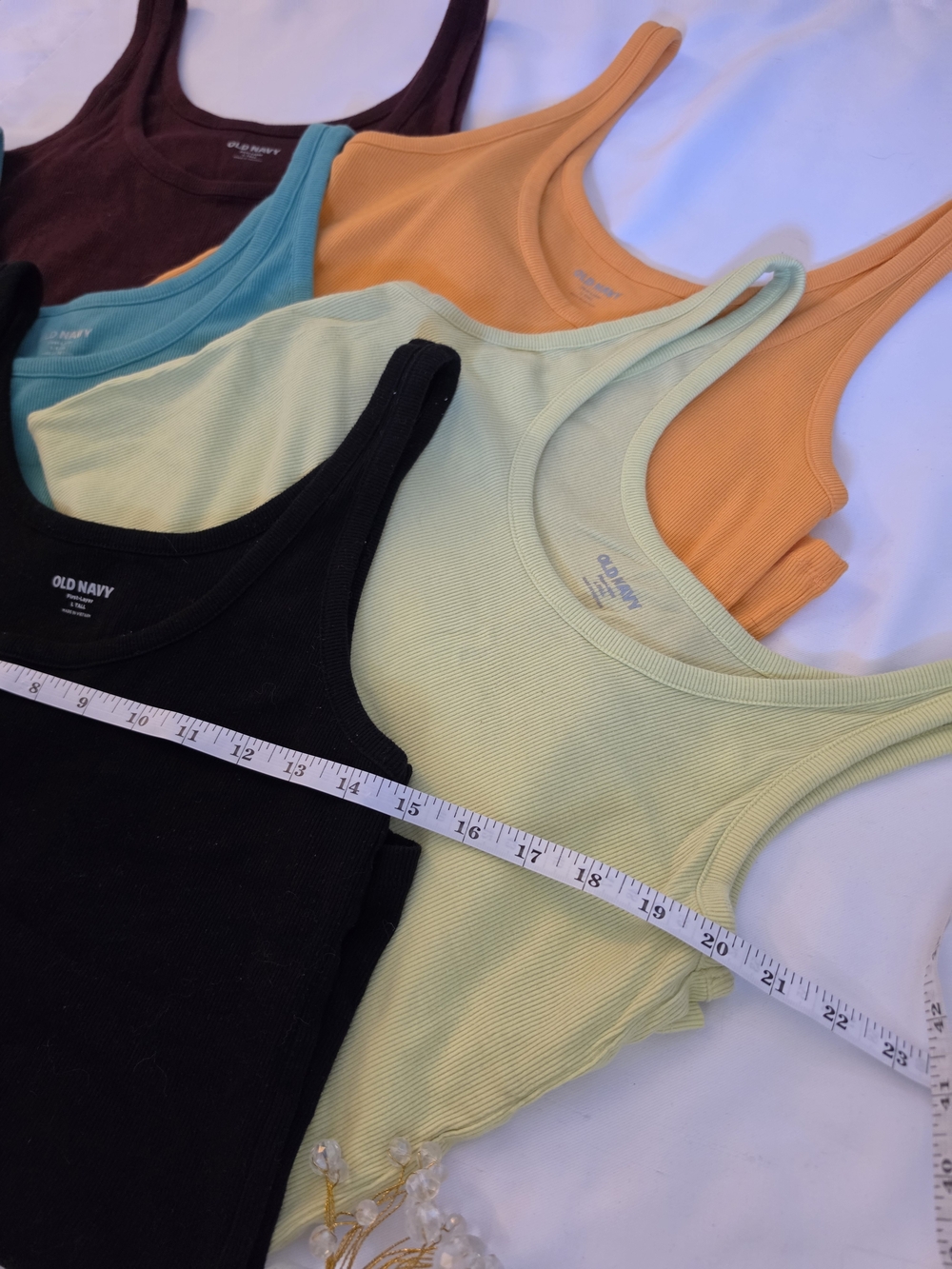 Old Navy Bundle Ribbed Tank Top  Black Teal Mint Yellow Orange, Maroon Large TL - Picture 7 of 8
